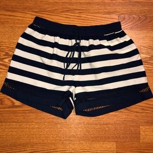 Navy and white striped shorts